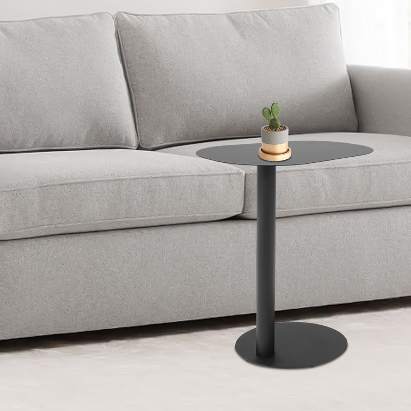 C-Shaped Metal Side Table Couch End Table, Black