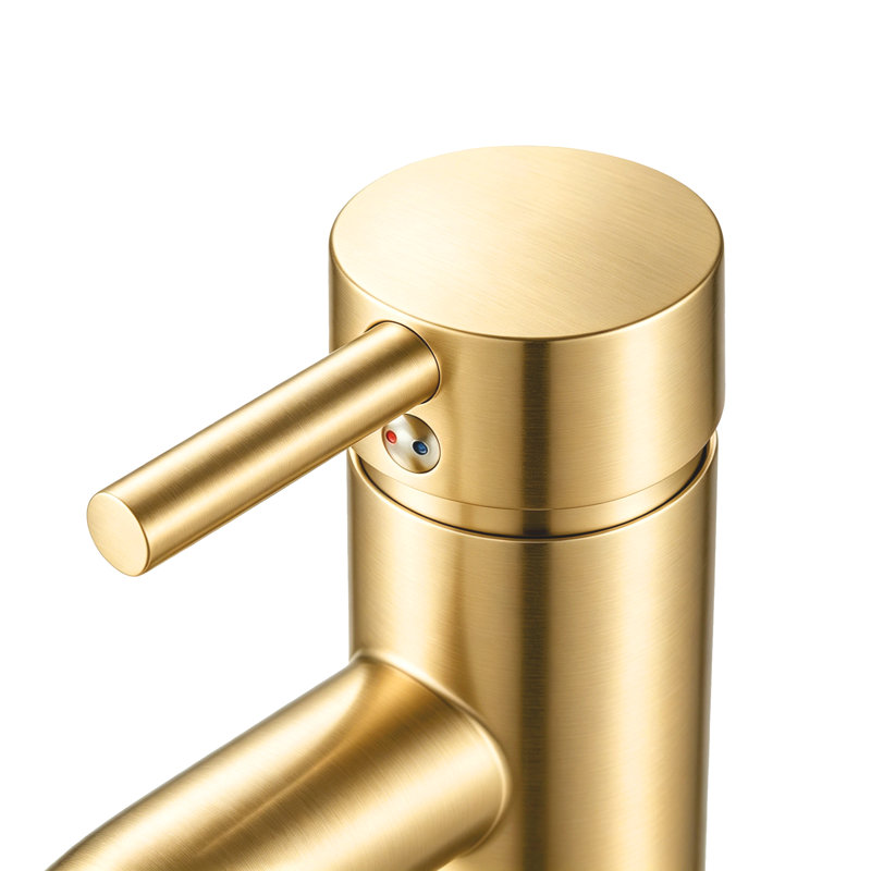 Robinet de lavabo pour salle de bain à poignée simple en laiton massif sans plomb, NON, Or brossé