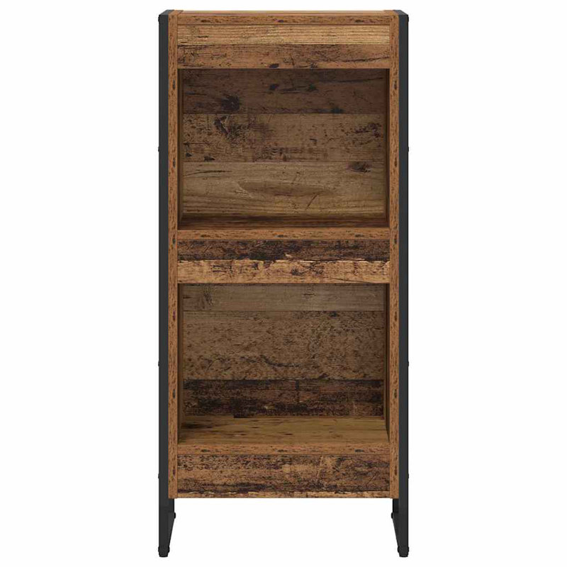 Steel Book Cabinet Bookcase, Old Wood, (2 Shelves) 86.5cm. H x 40cm. W x 30cm. D