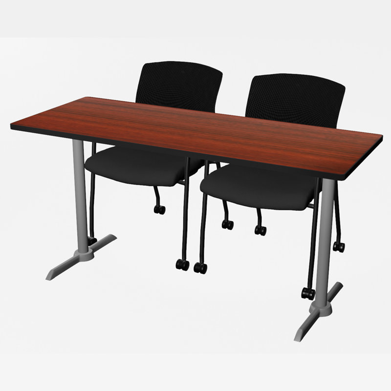 Base et table de formation Cain, Acajou, H 29 po x L 60 po x l 24 po, Gris lune