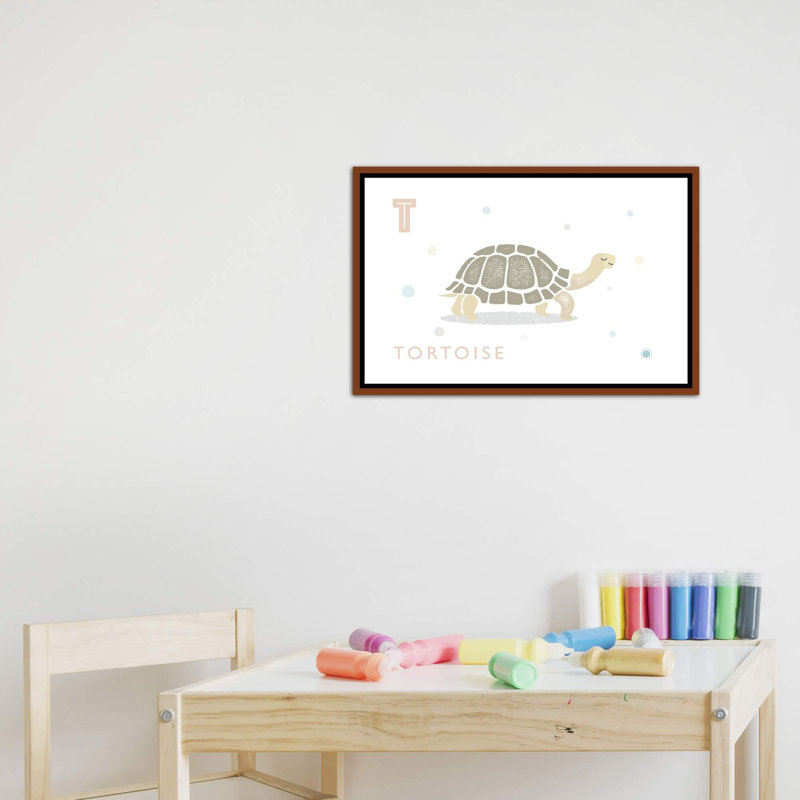 Tortue - imprimé, H 18 po x l 26 po x P 1,5 po, Toile avec cadre brun, Aucun mat