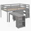 Low Study  Loft Bed With Cabinet ,Shelves And Rolling Portable Desk ,Multiple Functions Bed--1352317932