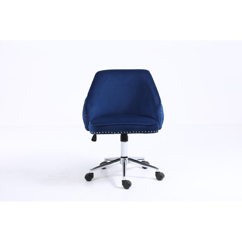 Chaise de travail en velours Julie, Bleu
