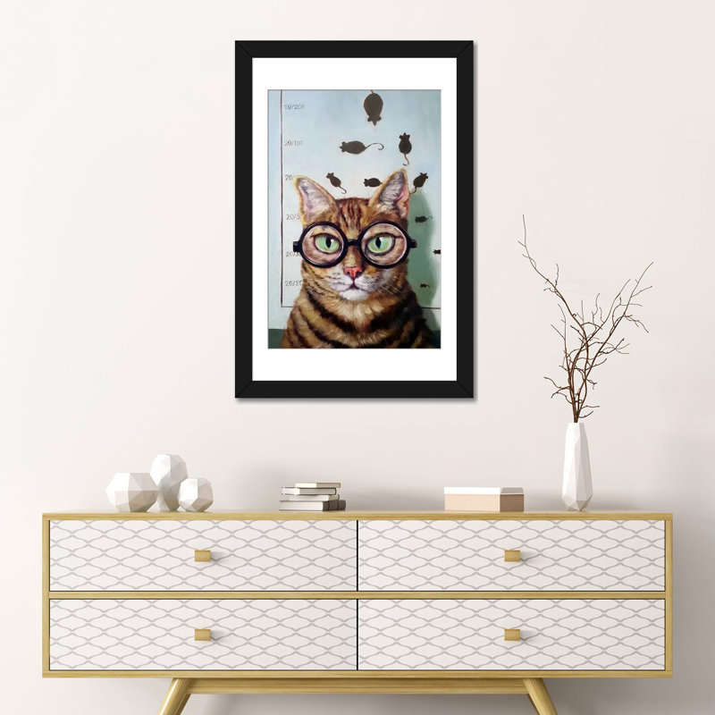 «Feline Eye E», reproduction sur toile tendue, H 32 po x l 24 po x P 1 po, Papier beaux-arts encadré noir, Blanc