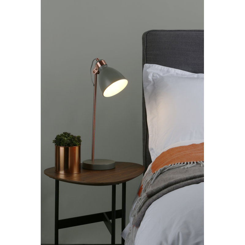 Azalea Metal Desk Lamp, Copper Base/Grey Shade