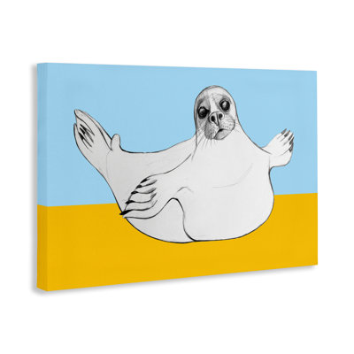 Playful Seal Sketch Canvas, design by Violeta Vollmer
