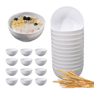  Ensemble de bols en paille 26 oz 26 oz, ensemble de bols en céramique incassable 12 pièces, bols lavables au micro-ondes et au lave-vaisselle pour la cuisine, bols en plastique réutilisables pour la soupe, la salade et le goûter, sans BPA, multicolore