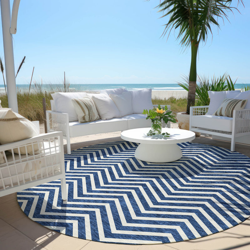 Maliana Indoor/Outdoor Area Rug with Non-Slip Backing, Round 8'