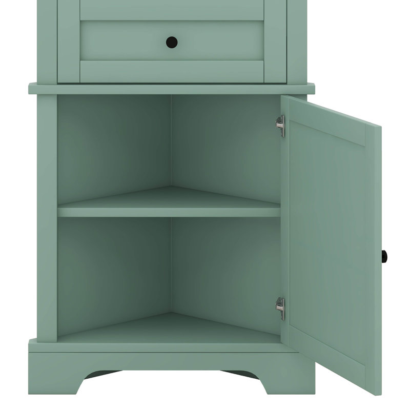 Triangle Tall Cabinet With 3 Drawers And Adjustable Shelves, Tall Bathroom Storage Cabinet, MDF Board With Painted Finish