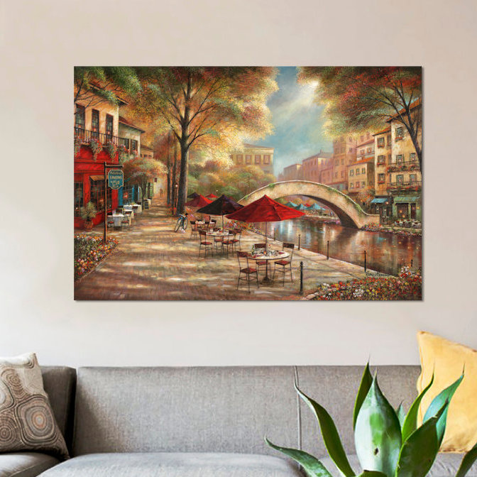 « Riverwalk Charm », reproduction d'art sur toile, H 40 po x l 60 po x p 1,5 po, Pas de tapis, Toile tendue