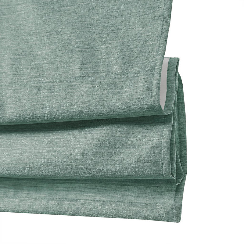 Printed Faux Silk Room Darkening Cordless Roman Shade Living Room Curtain Blackout Curtain, 39.05" W x 64.05" L, Green