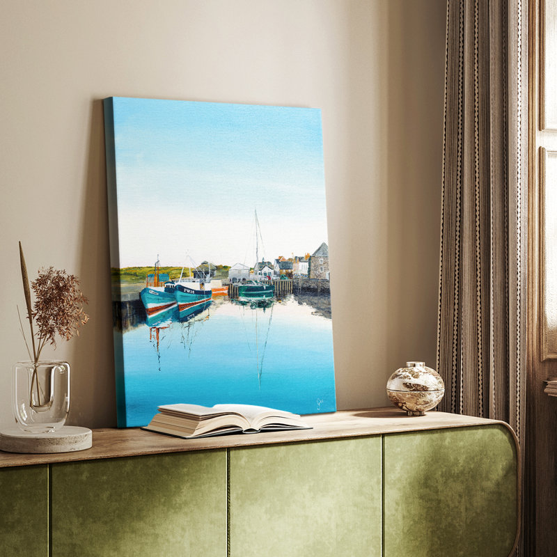 «Padstow Harbor», reproduction encadrée - galerie Cavas sur mesure, H 12 po x l 8 po