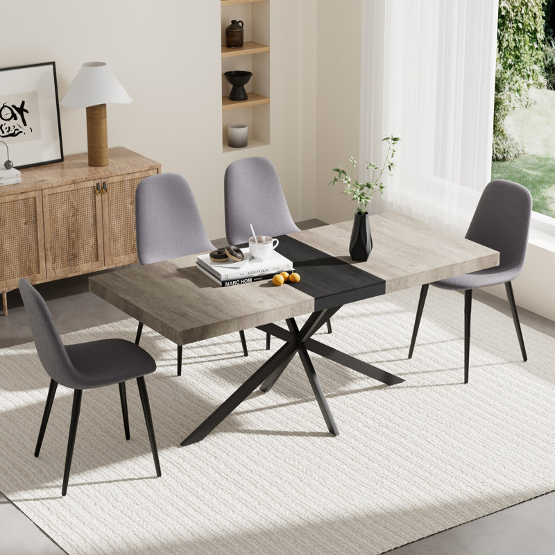 Ensemble de salle à manger à piédestal extensible avec chaises, 5, Gris clair, Gris foncé