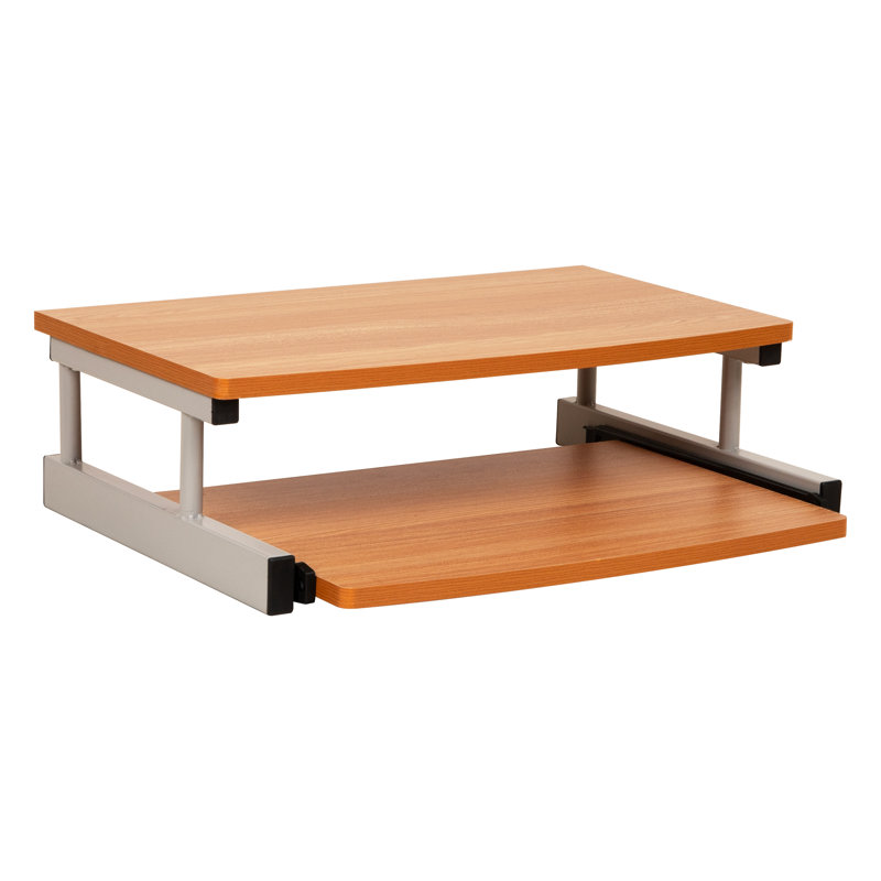 Support pour écran, tiroir à clavier coulissant, ordinateur portable, rehausse, bureau, bois, métal, brun, argent