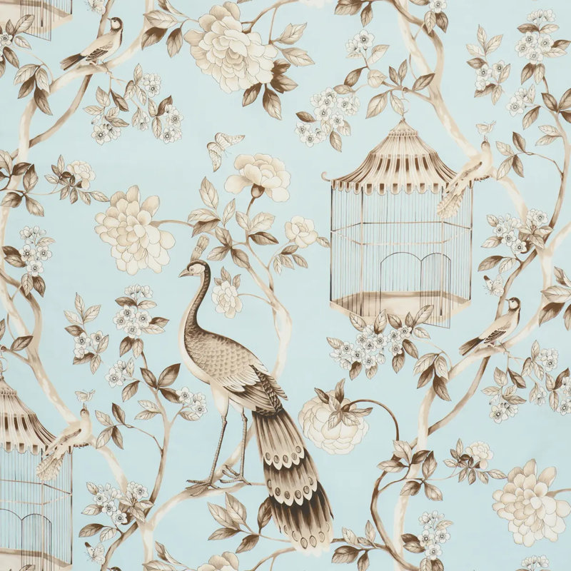 Tissu Oiseaux et Fleurs, Minérale