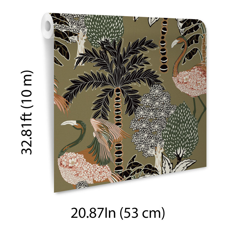 Rouleau de fleurs tropicales Muse, Olive