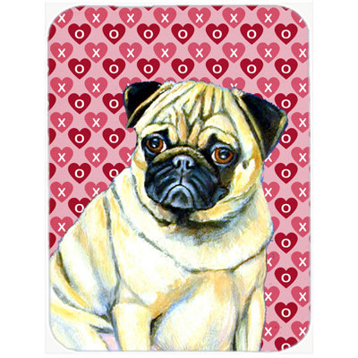 Caroline's Treasures Valentine Hearts Pug Hearts Love and Valentine's Day Portrait Glass Cutting Board