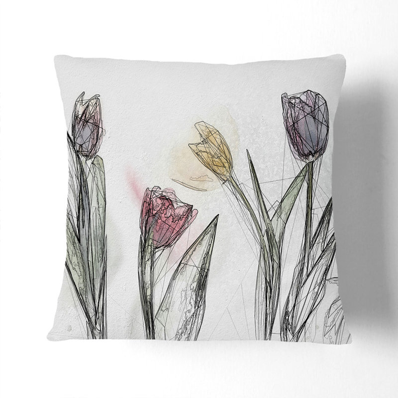 Floral Square Throw Cushion, 40cm H x 40cm W x 15cm D