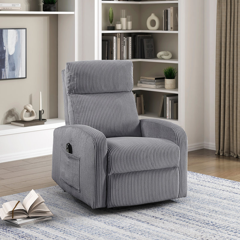 Revêtement de fauteuil inclinable électrique en velours côtelé moelleux 1pc, Gris