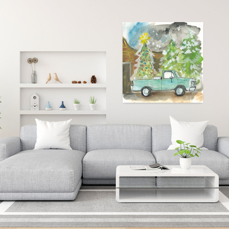 Camion d'arbre de Noël contemporain avec art des Fêtes, H 36 po x l 36 po