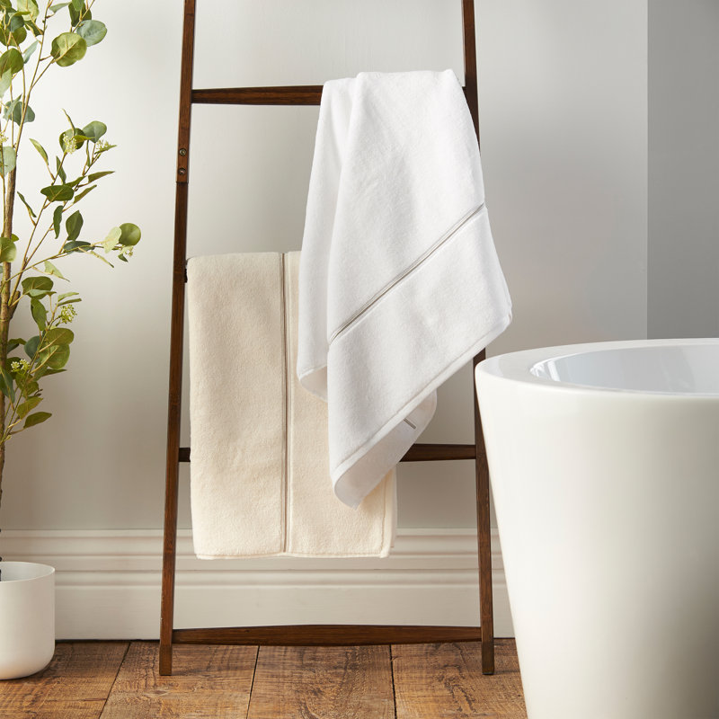 Zero Twist Satin Stitch Cotton Hand Towel 100% Cotton Plush Hand Towel, Cream