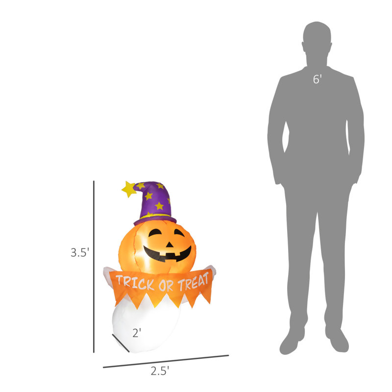 Autocollant de fenêtre d'extérieur gonflable d'Halloween 3,4 pi Outsunny