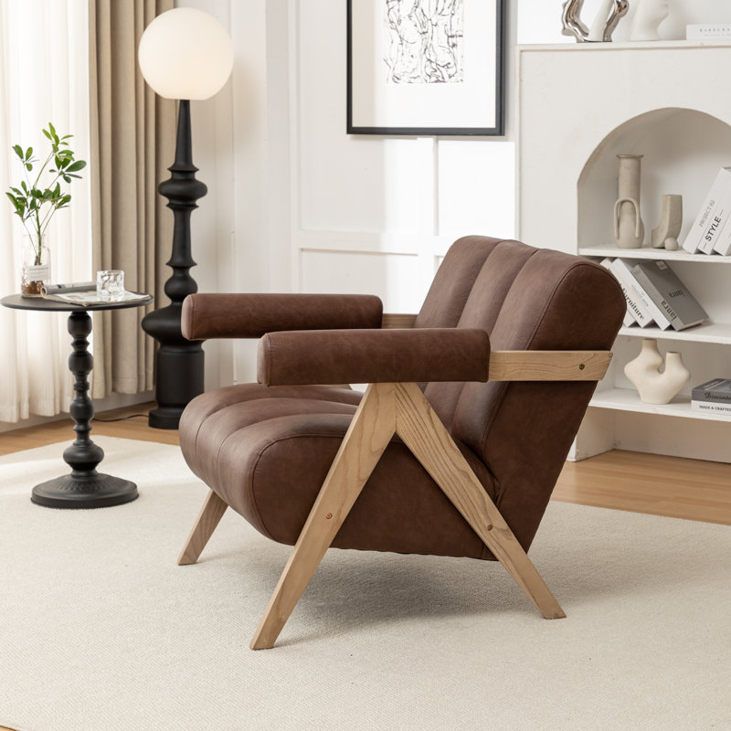 Fauteuil Bula, Similicuir brun