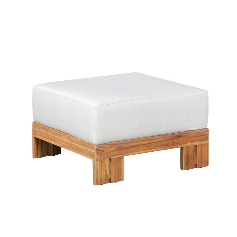 Jaivien Upholstered Outdoor Ottoman, Light Gray, Natural