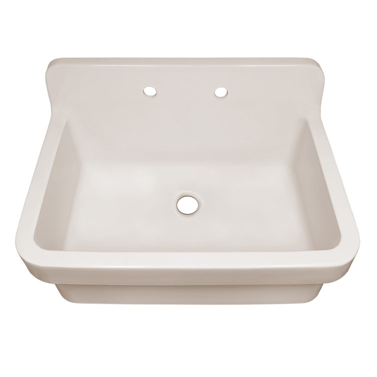 Fireclay 30" x 22" Drop-in Sink with 2 Faucet Holes on Backsplash