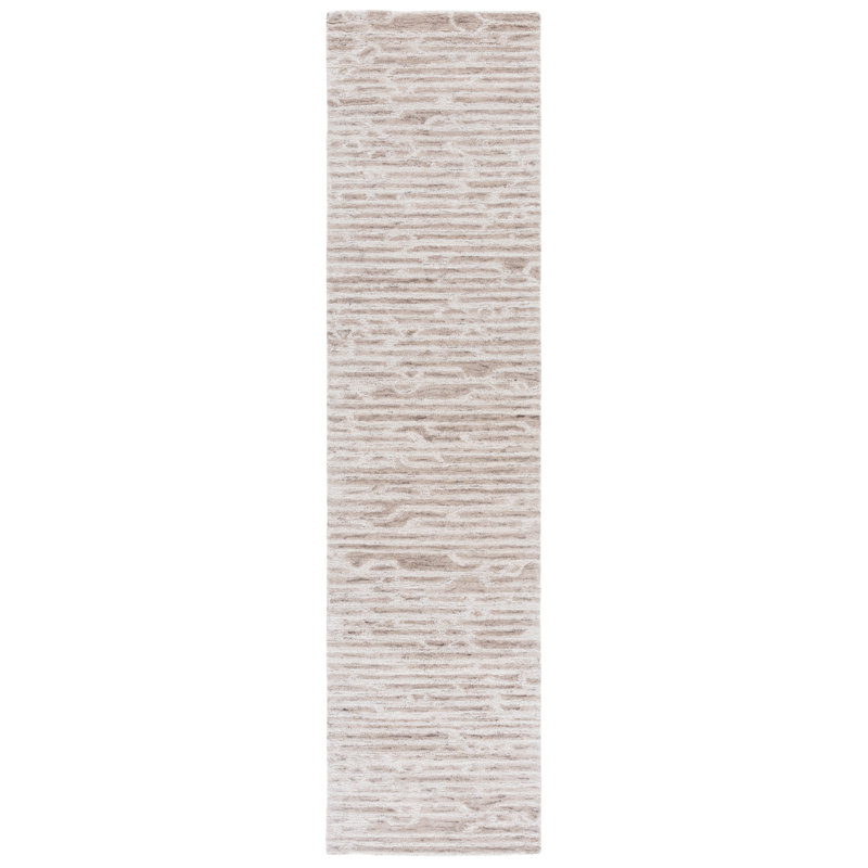 Ebony 927 Hand Tufted Wool/Cotton Abstract Rug in Light Brown/Ivory, Runner 2'3" x 9'