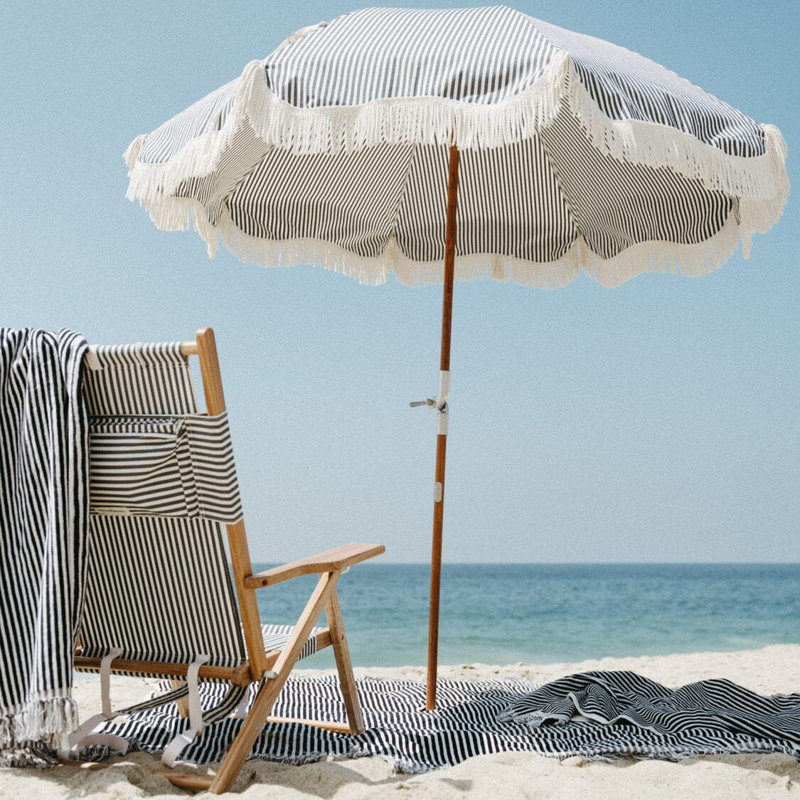 Chaise de plage inclinable avec coussin , Lauren's rayé bleu marine
