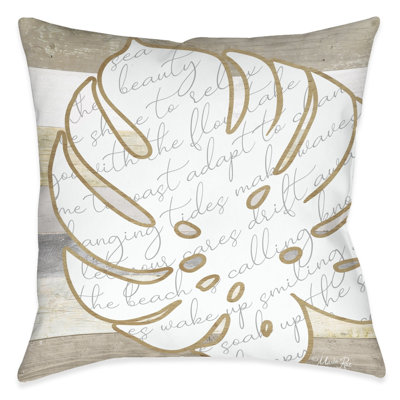 Coussin décoratif d'extérieur à feuilles naturelles Ocean Vibes