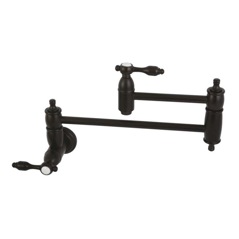 Kingston Brass Tudor Two-Handle 1-Hole Wall Mount Pot Filler Faucet, Oil Rubbed Bronze
