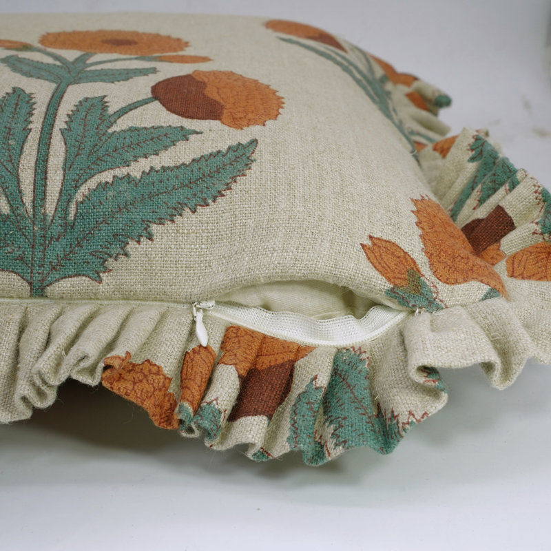 Housse de coussin en tissu à volants / à volants Fab divine, parfaite pour le lit, le salon, orange vif, 20 x 20