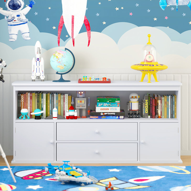 Toy Storage Organizer Kids With 2 Drawers And Doors Cabinet