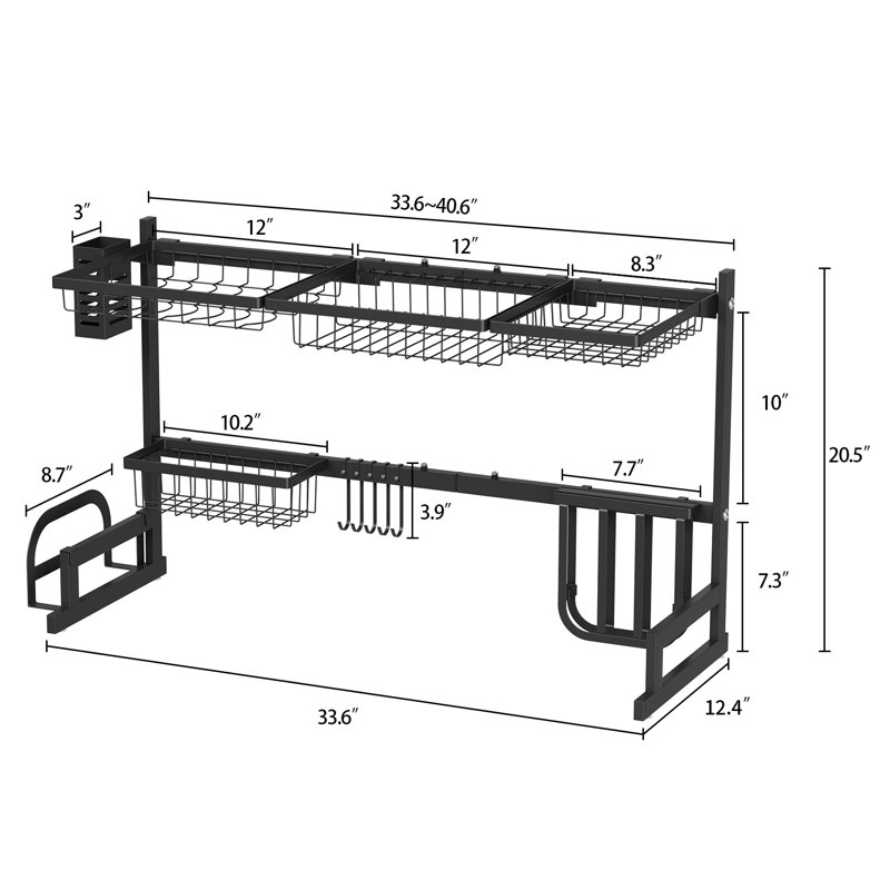 Égouttoir à vaisselle réglable en acier inoxydable