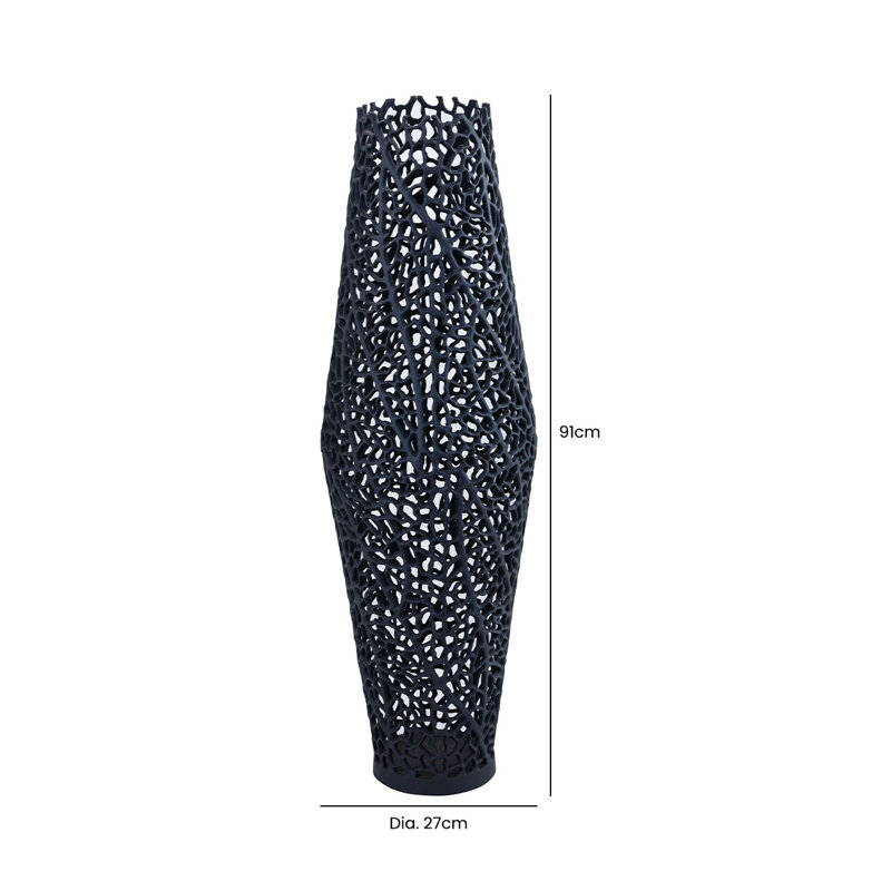 Cloyse Metal Floor Vase, Black, 91cm H  x 27cm W  x 27cm D