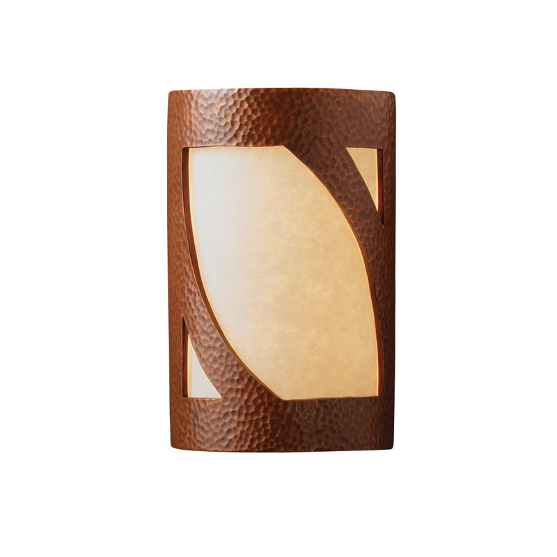 Applique murale encastrée en cuivre martelé 1 lumière Krimhilde, DEL, H 9,25 po x l 5,75 po x P 4 po, Cuivre martelé
