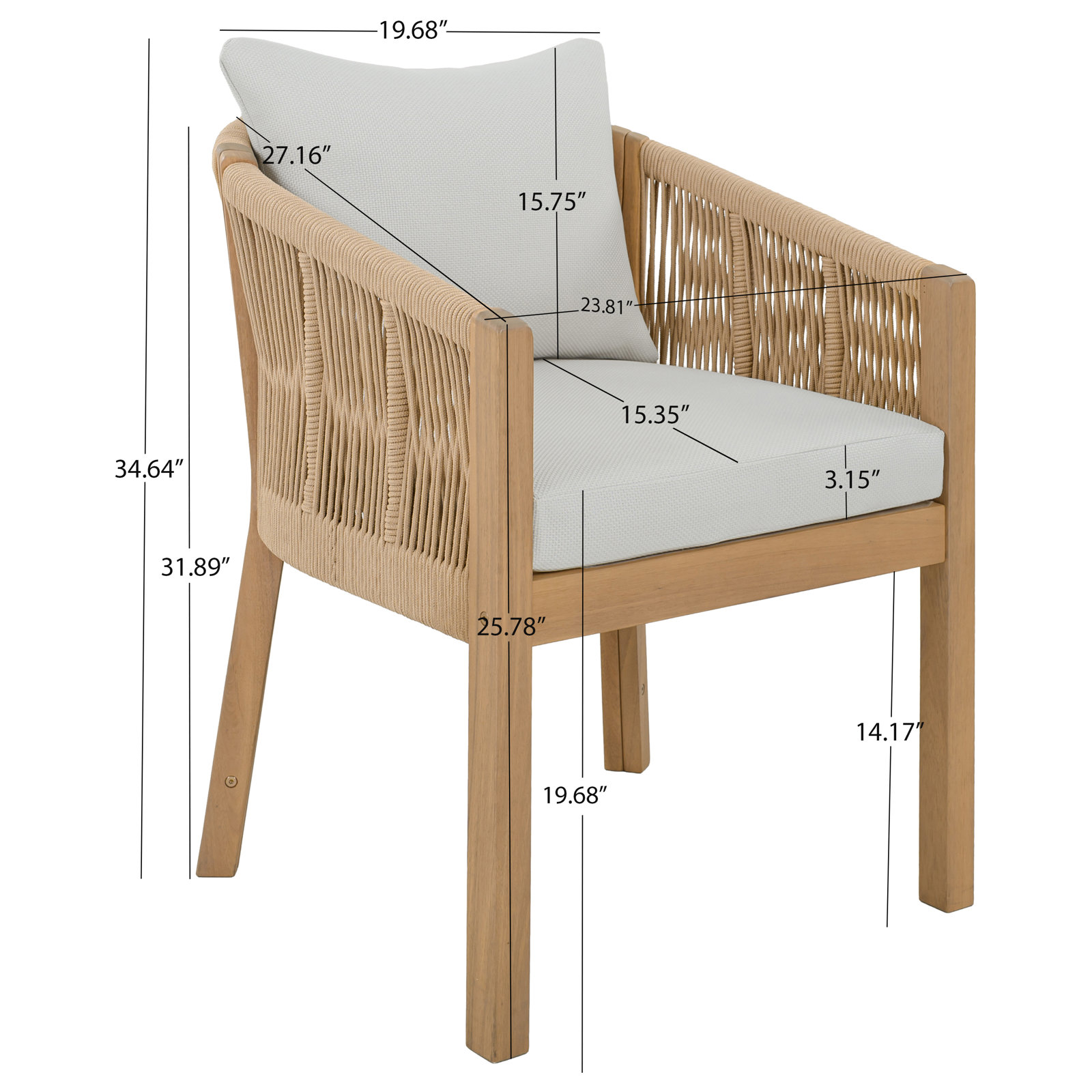 Acacia Patio Armchair, Ivory