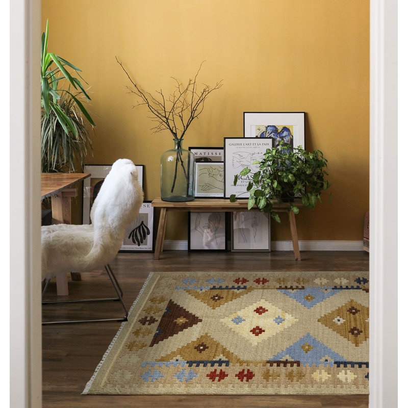 Plemons Geometric Hand Woven 110cm X 170cm Area Rug