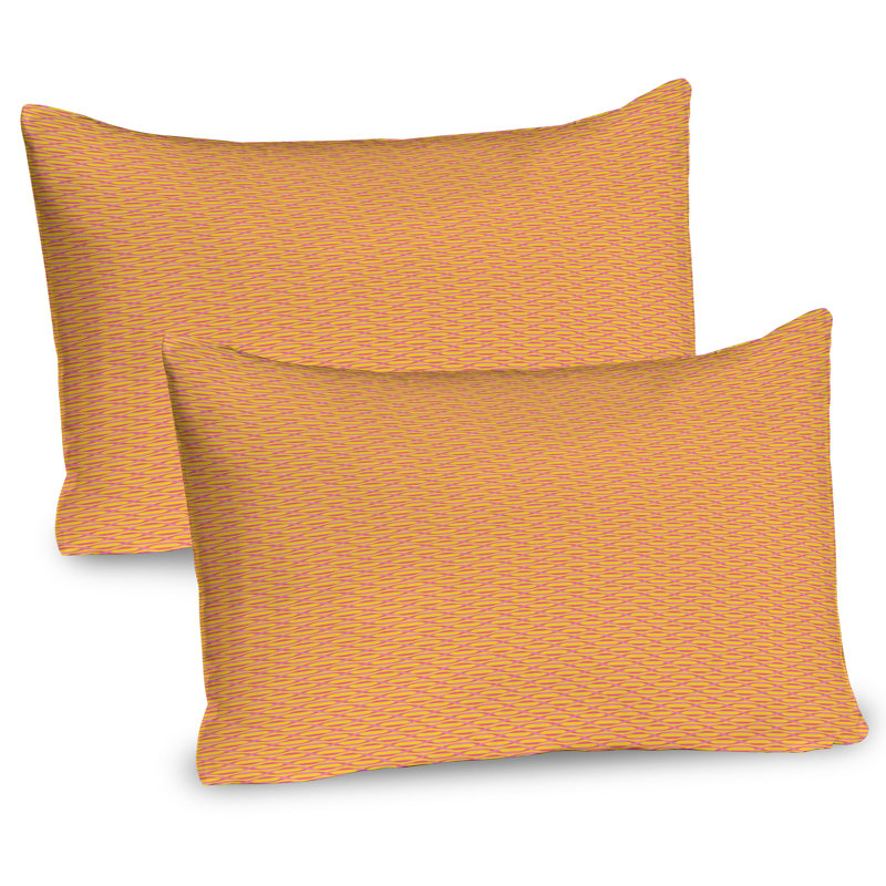 Ambesonne Abstract Pillow Sham 2 Pack Origami Inspired Motifs Mustard Pastel Pink, 20"H x 26"W