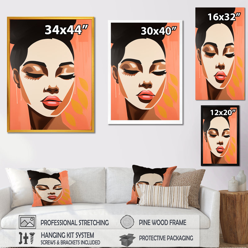 Minimalisme, femme noire, beauté III - art mural afro-américain, Cadre simple noir, H 32 po x l 24 po x P 1 po