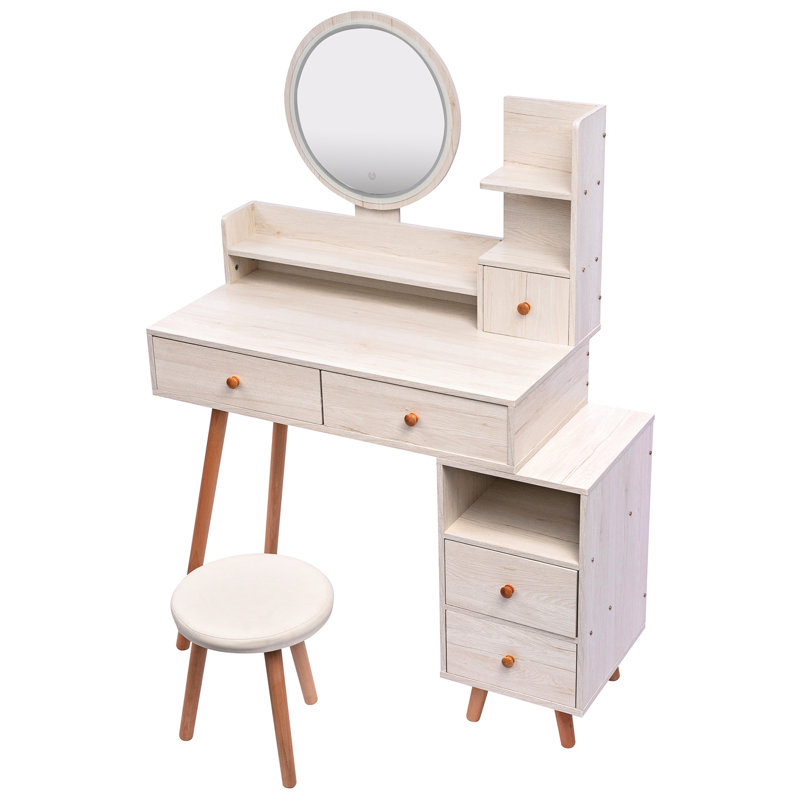 Table de coiffeuse avec miroir à DEL et rangement spacieux - tendance, L 31,5 po - l 43,2 po x P 15,8 po x H 48,1 po