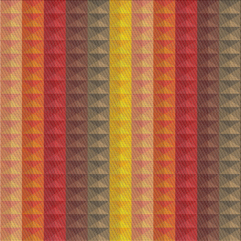 Tapis jaune/rouge/brun à motifs, Carré 6 pi