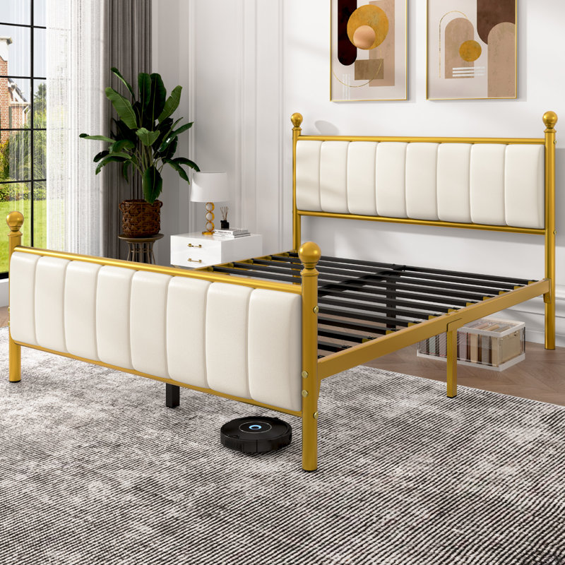 Queen Size Bed Frame with Luxurious Appearance, Elegant Headboard,Ample Under-bed Storage Space, Easy Assembly, Noise-Free