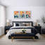 Abstrait, couleurs vives et abstraites «Œuvre abstraite et audacieuse bleu orange contemporain, images bohème de style Mid-Century moderne, impression numérique sur toile 3 pièces  -100707257-100707258