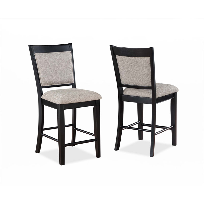 Tabouret de bar 2 pièces Farmhouse Style, Gris, Beige