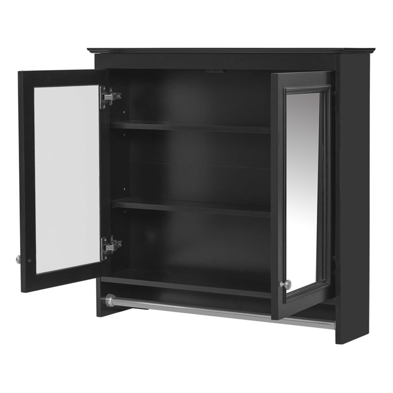 3-In-1 Bathroom Mirror Cabinet, Black