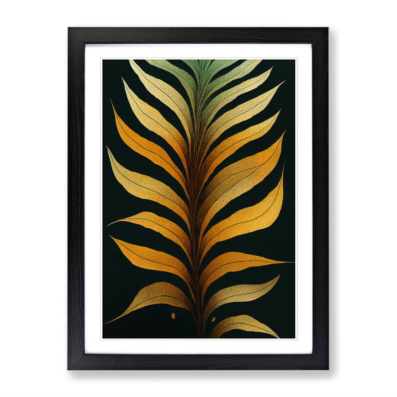 Aanisah Fern Leaf Classic Art Vol.6 - Picture Frame Print, Black, 64cm H x 46cm W x 2cm D