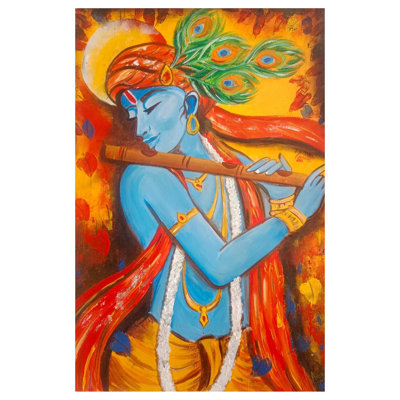 Krishna Playing His Flute | Acrylic On Canvas | By Anupam Upadhyay